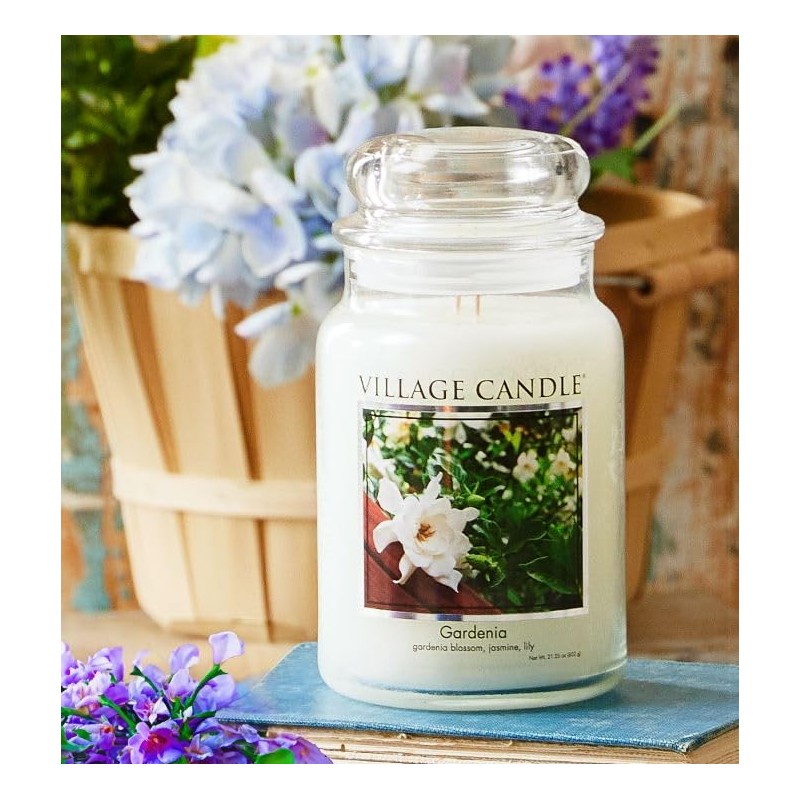 Village Candle Gardenia Large Glass Apothecary Jar Scented Candle, 21.25