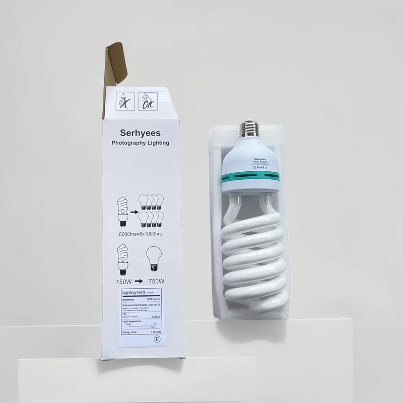 135W Light Bulb 5500K CFL Daylight Spiral Softbox Lighting Kit