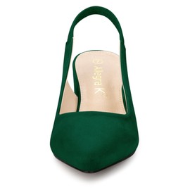 Allegra K Women's Pointed Toe Block Heel Pumps Dark Green Slingback Heels - 6 M US