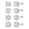 WEKIA - 4pares Aretes De Zirconia Plata 925 Para Mujer
