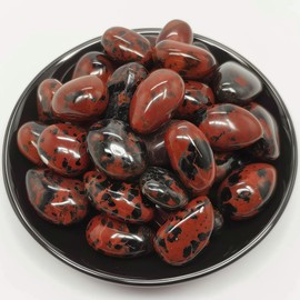 SigMntun SigMntun Mahogany Obsidian Healing Crystal Stone Set - 24 Pieces, 0.6" Natural & Polished Stones for Healing, Meditation, Reiki, Chakra, Crafting & Decoration