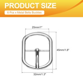 PATIKIL Single Prong Buckle, 6 Pcs 1 Inch Adjustable Metal Roller Buckle Oval Center Bar Buckle Belt Buckles for Bags DIY Crafts Purse Straps Shoe Belt Making Accessories, Silver Tone