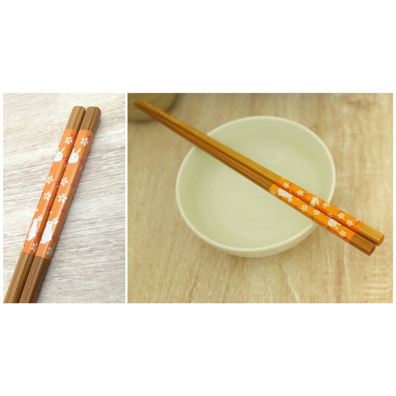 Aoba Chopsticks Dishwasher-Safe, Natural Wood, Susu Bamboo, Wild Rabbit, 5