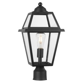 Diyel Large Outdoor Post Light Fixture, Colonial Exterior Pillar Lantern with Black Finish & Clear Glass, Vintage Pier Mount Pole Light Lamp for Garden, Backyard, Courtyard, Patio, Pathway, Walkway