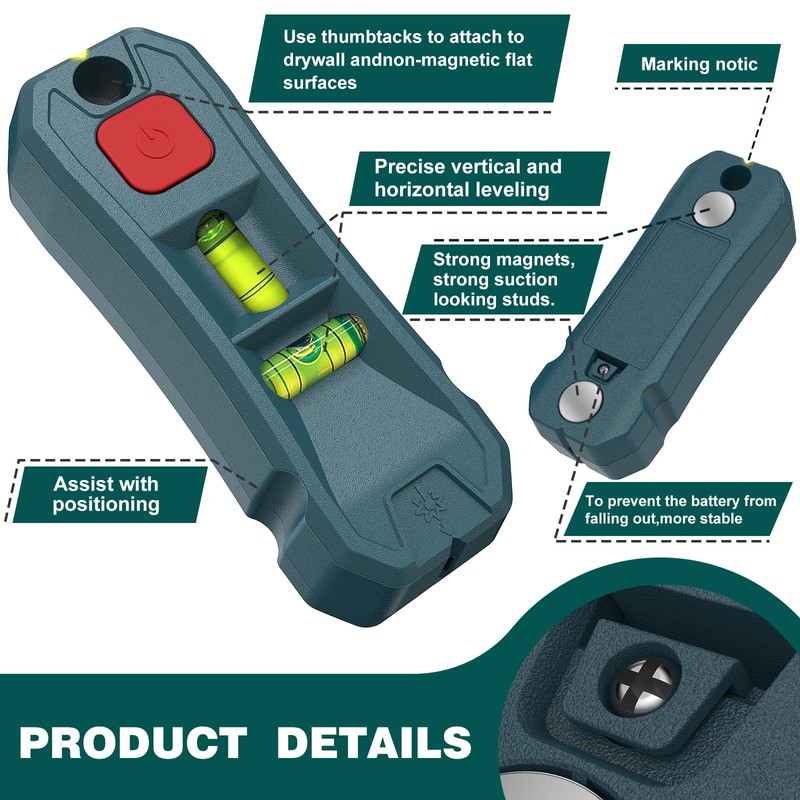 Magnetic Stud Finder with Laser Level,Hands-Free Marking Stud Finder Wall
