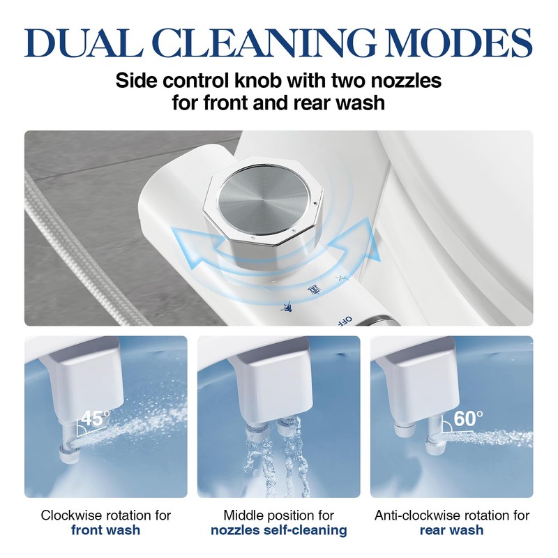 ANNWA Non-Electric Bidet Attachment for Toilet Seat, Daul Clean Nozzles