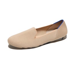 Rothy's The Loafer Women's Slip-On Shoes, Rounded-Toe Flats, Ecru Beige, Made from Recycled Plastic Bottles & Machine Washable, Size 7.5