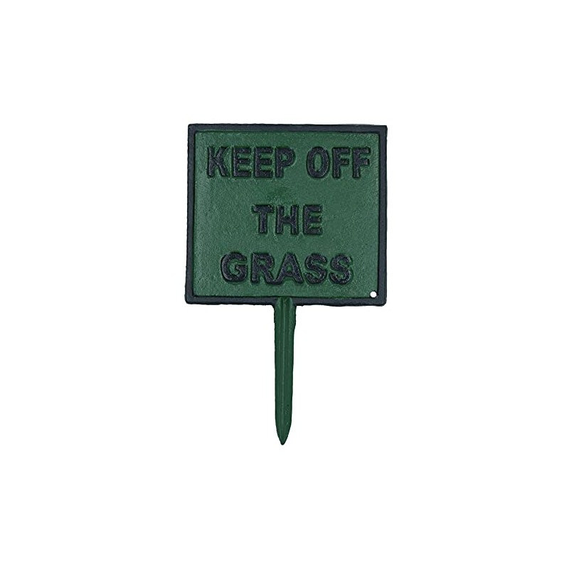Keep off Grass Sign Cast Iron Sign Plaque Spike Stake