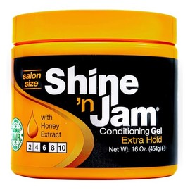 Ampro Shine-n-Jam Maximum Hold - Con extracto de miel para fortalecer el cabello - Ideal para controlar flequillos, coletas y trenzas - 454 g