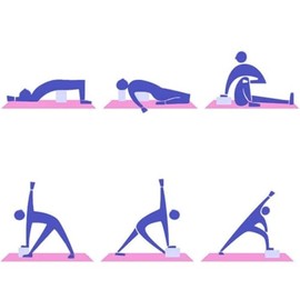 Kit de Accesorios para Pilates Set de 5 Bandas Elásticas Fitness,Goma elasticas Musculacion,Bloque de Yoga,Pequeña Pelota de Pilates,Bandas de Resiste