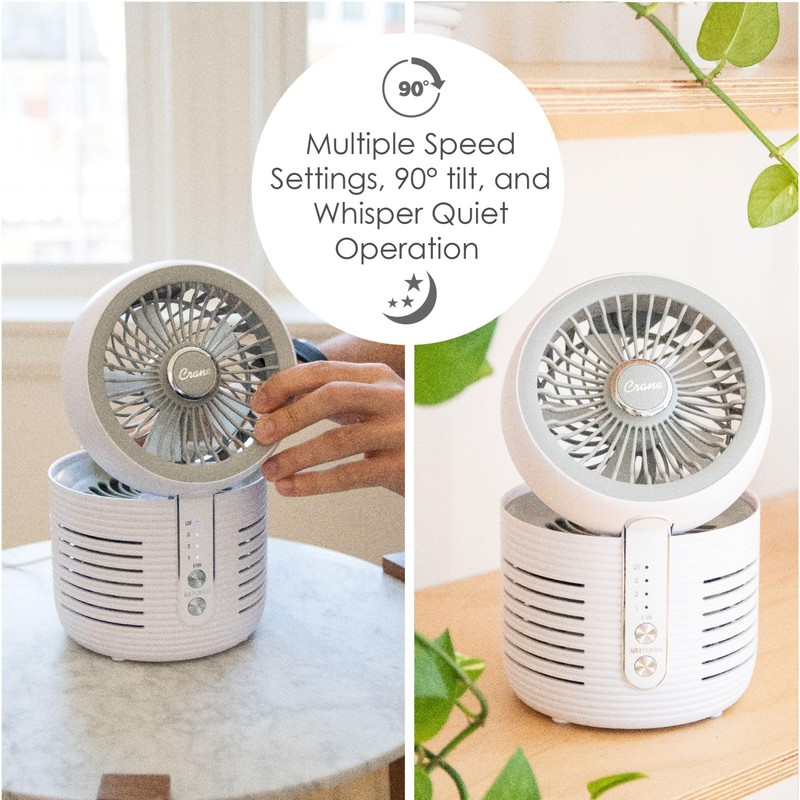 Crane 2-in-1 Air Purifier and Desk Fan Combo - Ideal