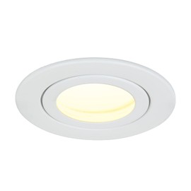 HCFEI Set of 3 LED Recessed Spotlights White Matt Round Flat 5 Watt Dimmable Warm White 3000K 230V IP44 - Suitable for Bathroom, Kitchen, Sauna, Outdoor Use - Diameter 65-75 mm Borehole, 120° Beam