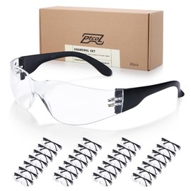 28 Pack Safety Glasses BLACK Frame (Bulk Pack of 24+4) Unisex Clear Anti-Scratch Protective Goggles Impact Resistant Lens Eyewear with ANSI Z87.1 Certified for Construction, Shooting and Laboratory