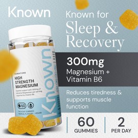 Known Delicious High-Strength Magnesium Gummies - 300mg Elemental Magnesium - Natural Mixed Tropical Flavour - 120 Vegan Gummies, 2 Months Supply