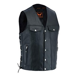 A&H Apparel Mens Genuine Cowhide Leather Vest Biker Vest Concealed Carry Durable Vest (Large)