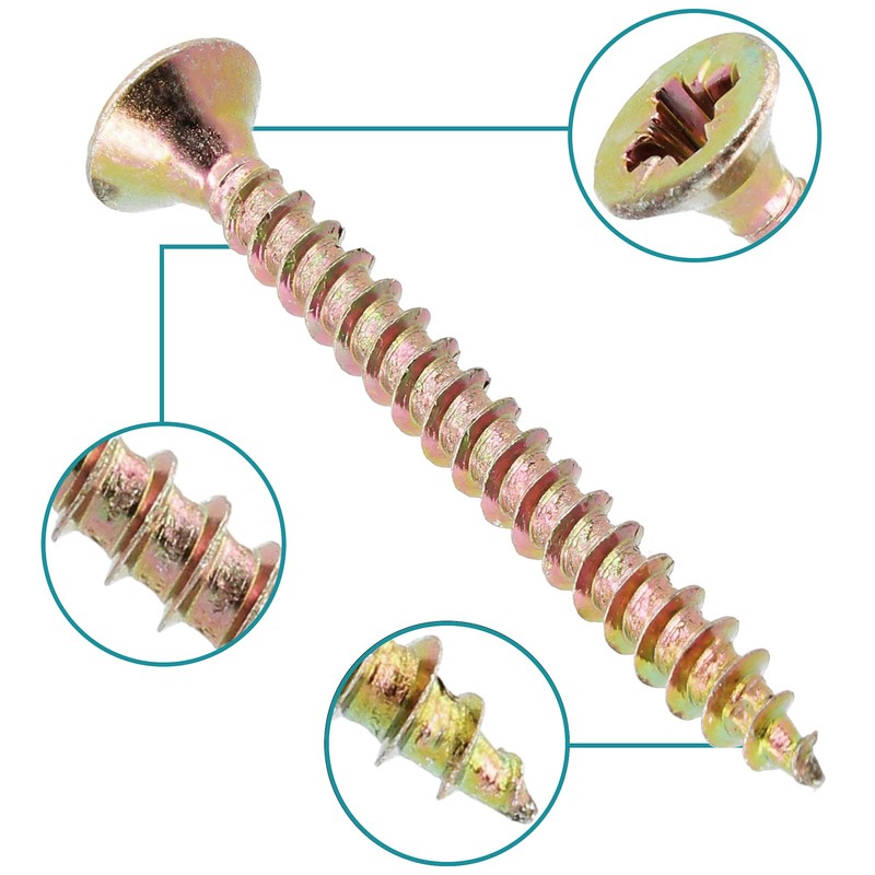 Klimas® Hardened Wood Screws Chipboard Screws Countersunk Head with PZ