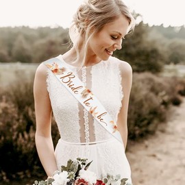 Levfla Boho Bridal Shower Games - Set of 6 (50 pcs Per Game), with Tropical Bohemian Bride to Be Sash + 4 PCS Marker Pens, Suitable for Pampas Bridal Shower, Terracotta Bachelorette Party