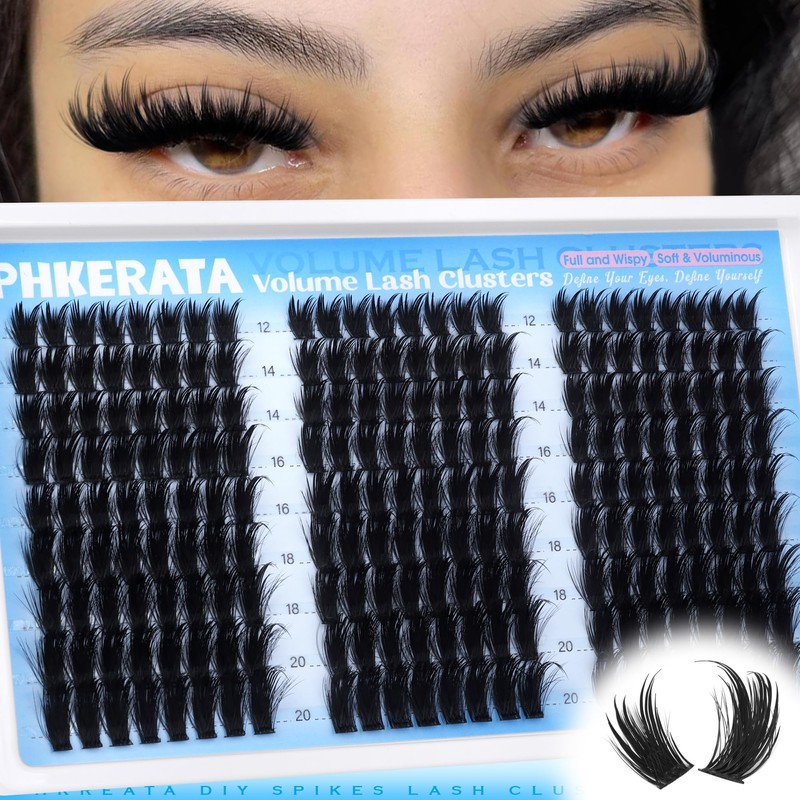 PHKERATA Lash Clusters Wispy Clusters Eyelash Extensions 12-20mm Fairy Eyelash