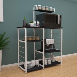 SogesHome 4-Tier Kitchen Baker's Rack Utility Microwave Oven Stand Storage Cart Workstation Shelf ,Black 172-BK-SH