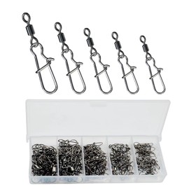 FineGood Fishing Swivels with Snaps, Snaps with Rolling Swivels, Saltwater Fishing, Fishing Connectors, Fishing Tools, Storage Case Included, Durable Material, Quick Change (Set of 50)