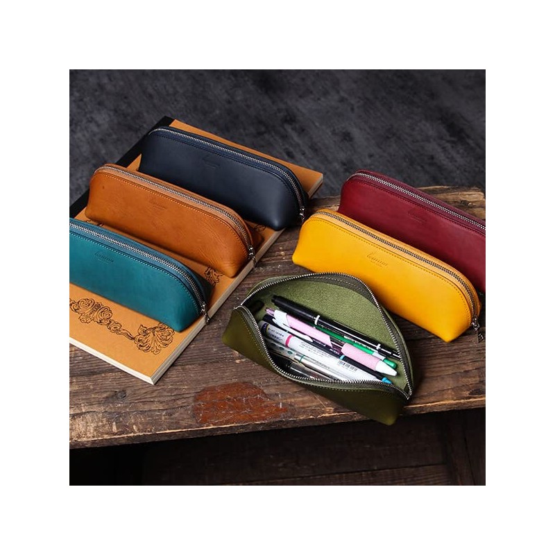 Lemma Pencil Case, Genuine Leather, Large Capacity, Pen Case, High