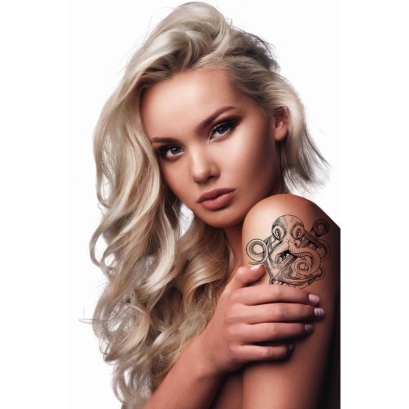 Dopetattoo Tattoo design 6 Sheets Temporary Tattoos Octopus Anchors Temporary