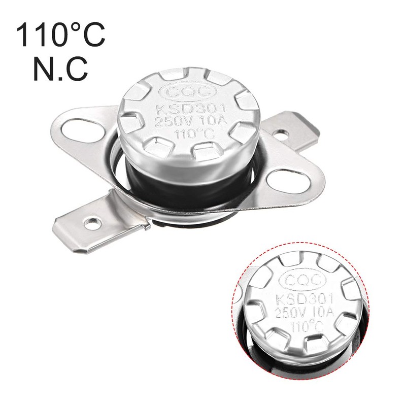uxcell KSD301 Thermostat 110°C/230°F 10A Normally Closed N.C Adjust Snap