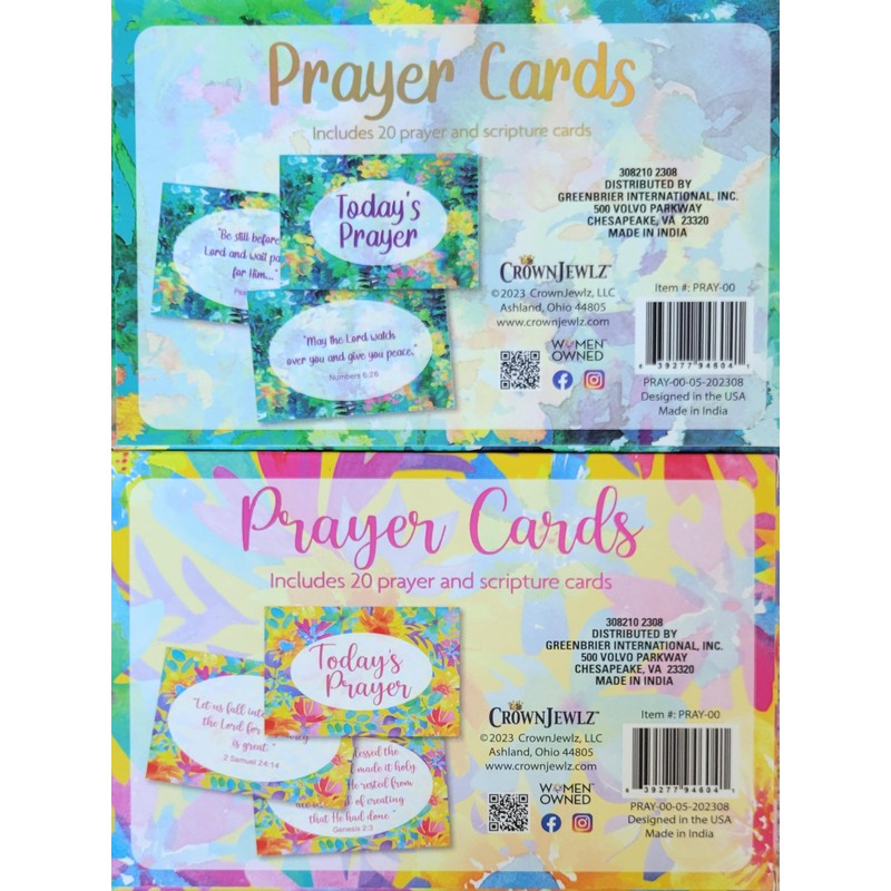 Crown Jewlz Christian Floral Prayer and Scripture Cards Bundle of