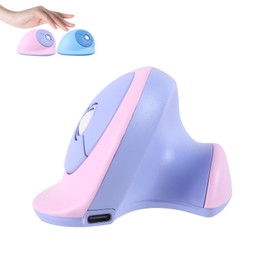 KUYHRF Rechargeable Mini Ergonomic Vertical Mouse - Dual-Mode Wireless & Bluetooth, Silent Operation, Multi-Device Compatible, Perfect for Laptops & Desktops, Great Gift for Family & Friends (Purple)