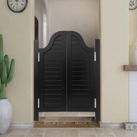 Interior Wood Swing Door, Saloon Doors 27.5inch / 31inch Wide, Modern Swinging Half Door for House Kitchen, Interior Wood Cafe Door with Hardware (Black, 27.5x35in)
