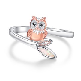 TANGPOET Owl Rings Jewelry for Women 925 Sterling Silver Open Adjustable Owl Finger Thumb Rings Gifts for Birthday Mothers Day Christmas