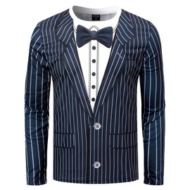 Funny World Tuxedo Shirts for Men Holiday Wedding Party, Medium, Bow tie Long Sleeve