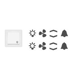 Switch Sticker Set Sticker with Light Fan Arrows and Bells Sticker (RP 25/1) (10 mm, Grey Symbols)