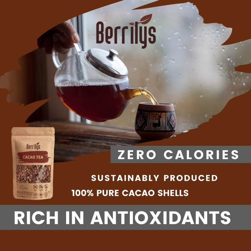 Berrilys, Cacao Tea, Loose Leaf, chocolaty Taste, Made from Cacao