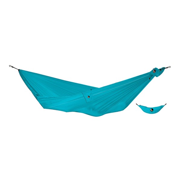 Ticket to the Moon Fair Trade & Handmade Compact- Lightweight-Hammock TURQUOISE for Travelling, Camping and Everyday Use, 3.2 * 1.55m, only 480g, Parachute Silk Nylon, Set-Up < 1 min.