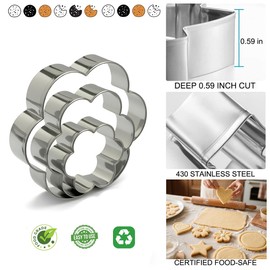 Stainless Steel Cookie Cutters Set 12Pcs - Heart, Flower, Round, Five Star Shapes - Small to Mini Size, Metal Biscuit Cutter Molds for Baking or Holiday Party Decorations