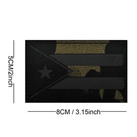 taifeng 2PCS Black CP IR Infrared Reflective Puerto Rico Flag Applique Patches Puerto Rican Patches Applique Patches Tactical Morale Military Emblem Badges