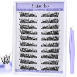 Self Adhesive Lash Clusters Natural Look Self Adhesive Lashes Clusters No Glue Needed Left & Right Eye Press on Lashes Individual Lashes Kit by Yaiseiko(100Pcs,8-16MM)