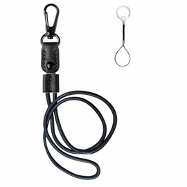 WBANGIAO Leather Lanyard with Metal Clip, Long Neck Lanyard Keychain for Key Holder Adjustable Keychain Lanyards.Black
