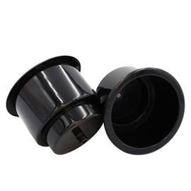 Yuanhe Black Plastic Cup Drink Holder Insert with Drain for Boat Car Marine Rv, 6PCS