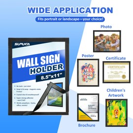 Supuca Magnetic Sign Holder & Picture Frame 8.5 x 11 - Self-Adhesive Magnetic Frames with Strong Magnet Border, Clear PVC Document/Poster/Paper Wall Mount Holder for Home Office Store, 24 Pack