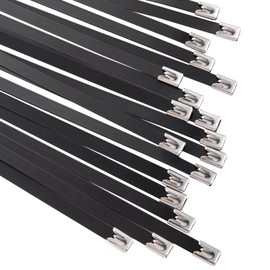 OFFO Black Zip Ties Made of Metal 7.9 * 500mm Premium Heavy Duty Stainless Steel Wire Multifunctional Locking Exhaust Wrap Flexible Durable 30Pcs