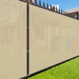 E&K Sunrise 8' x 50' Beige Fence Privacy Screen, Commercial Outdoor Backyard Shade Windscreen Mesh Fabric 3 Years Warranty (Customized Set of 1