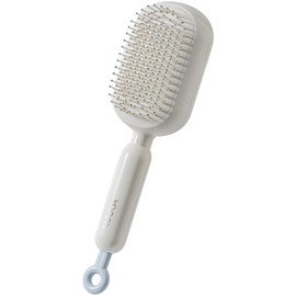 OWill Hair Brush,Retractable Air Cushion- One-Click Hair Removal, Anti Breakage No Pulling,Curls Straight Long Hair Detangling Brush for Women Men(White)