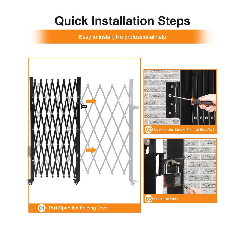 Single Folding Security Gate, 50" H x 75" W Flexible
