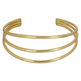 NEW! Touchstone Indian Bollywood Brass Base Handcrafted Gorgeous Triple Layer Wire Pattern Light Weight Designer Jewelry Free Size Bracelet In Gold Tone For Women.