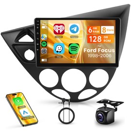 8 Core 6+128G Android Car Radio Stereo for Ford Focus 1998-2006 Wireless Carplay Android Auto, 9’’ Touchscreen Head Unit Mirror Link WiFi GPS Navigation Bluetooth FM/RDS DSP AHD Backup Camera SWC