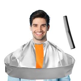 Wsevinn Hair Cutting Barbers Cape, Haircut Umbrella Capes for Adults Kids, Adjustable Hairdressing Apron Cape for Hair Cutting (Includes 1PCS Black Comb)