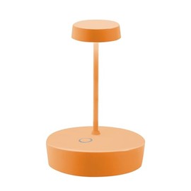 Zafferano Swap Mini Kabellose LED-Tischlampe Aufladbar - Dimmbare Touch Akku Lampe für Innen und Außen IP65 - Lichtfarbtemp. 2700K - Aluminiumkörper H14,8 (Orange)