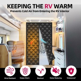 Hifor RV Thermal Door Curtain, RV Door Insulation Cover, Magnetic Thermal Insulated Door Curtain, Size 33" x 80", Thermal RV Door Covers for Inside Camper